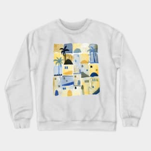 East Watercolor Abstract Townscape Crewneck Sweatshirt